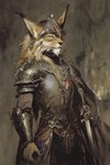 accessory anthro armor candle castle ear_piercing ear_ring fur headgear helmet jewelry male melee_weapon necklace piercing ring_piercing saren_(nekomatasaren) solo sword weapon white_body white_fur nekomatasaren felid feline hybrid lynx mammal 9:16 absurd_res hi_res