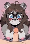 <3 <3_eyes anthro blush breasts eyewear female female_on_human first_person_view genitals glasses human_on_anthro human_pov humanoid_genitalia humanoid_penis interspecies male male/female male_on_anthro male_pov penis solo daryexai leanna_(daryexai) human mammal procyonid raccoon hi_res