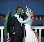 anthro classy clothed clothing duo female horn lake male male/female night night_sky sky star starry_sky wings ilmpbx matt3985_(director) equid equine horse mammal pegasus unicorn hi_res