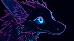 ambiguous_gender blue_eyes blue_sclera face_focus feral fluffy fur inner_ear_fluff looking_forward neon simple_background smile solo tuft scalesai luna_(scalesai) dragon furred_dragon hi_res