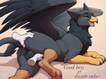 Rating: e
ID: 120615
Date: 2025-08-09 09:16:38 -0400
Status: active
Score: 100
animal_genitalia avian backsack balls beak black_body black_feathers black_fur blush butt butt_grab disembodied_hand english_text eyes_closed feathers feral fondling fur genitals gryphon hand_on_butt happy hi_res leg_markings lying male markings mythological_avian on_front on_side open_mouth open_smile pawpads paws sheath sheath_fondling sheath_play smile socks_(marking) solo spread_wings story story_in_description tailupsd text watermark wings post #120615