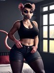 absurd_res anthro athletic ear_piercing ear_ring female hi_res leonoser makeup mammal murid murine piercing punk rat ring_piercing rodent seductive solo solo_focus