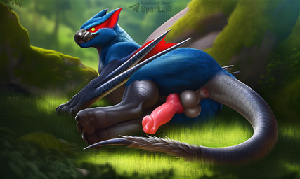 animal_genitalia animal_penis anus balls beak big_balls blue_body blue_fur butt claws detailed_background erection feet feral fur genitals grass grey_body knot looking_at_viewer looking_back looking_back_at_viewer lying male membrane_(anatomy) membranous_wings mythology on_side outside paws penis plant presenting presenting_penis quadruped rear_view scales smile solo tail telegram telegram_logo text vein veiny_penis wings yellow_eyes sergalbutt monster_hunter dragon flying_wyvern mythological_creature mythological_scalie nargacuga scalie western_dragon wyvern 5:3 director_name signature url