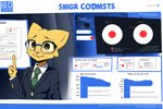 anthro chart clothed clothing eyewear felid female foxgirlai front_view fur glasses katia_managan khajiit mammal necktie solo suit yellow_body yellow_fur