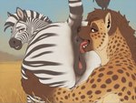 anal anthro bodily_fluids butt clitoral_winking clitoris duo embrace female female/female genitals hug looking_at_viewer oral presenting presenting_hindquarters rimming saliva saliva_on_anus sex tongue tongue_out otteranon equid equine hyaenid mammal zebra hi_res