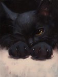 ambiguous_gender black_body black_fur black_nose claws feral fur paws solo whiskers yellow_eyes sappy_(director) domestic_cat felid feline felis mammal absurd_res hi_res oil_painting_(artwork) painting_(artwork) traditional_media_(artwork)