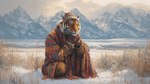 anthro clothing cloud coat hat headgear headwear male mountains peruvian_coat river sky snow solo solo_focus topwear winter wool_clothing wool_coat wool_hat wool_headwear bahufaru chizan_(bahufaru) felid mammal pantherine tiger painting_(artwork) traditional_media_(artwork)