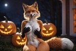 amber_eyes animal_ears anthro big_breasts black_nose black_paws body_fur breasts canine_ears canine_nose canine_snout facial_markings facial_tuft female female_anthro food fruit fur fur_markings genitals halloween head_markings holding_breast humanoid_genitalia inner_ear_fluff jack-o'-lantern lamp lantern large_breasts looking_at_viewer markings moon multicolored_body navel night nipples nude orange_body orange_fur photorealism photorealistic pink_nipples plant pumpkin pussy realistic realistic_fur smile snout snout_markings solo stable_diffusion tuft warm_lighting warm_smile white_body white_fur white_tail_tip wide_hips tenko canid canine fox mammal red_fox hi_res warm_colors