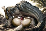 animal_genitalia anthro bodily_fluids cloaca cloacal_cock cum cum_inside duo female from_front_position genital_fluids genitals lying male male/female mating_press missionary_position on_back penetration rear_view sex vaginal vaginal_penetration hyperion lizard lizardman reptile scalie