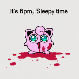 ambiguous_gender blood blood_covered blood_on_ground blood_splatter bodily_fluids feral looking_at_viewer pink_body solo toony twinkaton nintendo pokemon super_smash_bros. generation_1_pokemon jigglypuff mammal pokemon_(species)