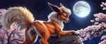 absurd_res anatomically_correct anatomically_correct_genitalia animal_genitalia animal_pussy anus black_claws black_nose black_pawpads black_pussy canid canine canine_genitalia canine_pussy cherry_blossom claws detailed detailed_background detailed_fur director_firewolf eeveelution female feral flareon full_moon furryrock_(model) generation_1_pokemon genitals hi_res looking_at_viewer lying mammal moon night on_front pawpads paws plant pokemon_(species) pussy raised_tail rock sky solo star starry_sky tree widescreen