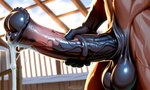 animal_genitalia animal_penis anthro balls bodily_fluids cum equine_penis erection flared_penis genital_fluids genitals holding_penis leaking_cum male medial_ring penis penis_focus solo text vein veiny_penis sergalbutt equid equine horse mammal hi_res signature url