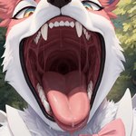 anthro bodily_fluids drooling eeveelution female generation_6_pokemon imminent_vore large_breasts licking_viewer lips mouth_shot nipples open_mouth pokemon_(species) saliva solo sylveon tongue tongue_out upper_body