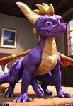 dominant_pose feral imminent_sex male purple_body purple_scales scales smirking_at_viewer solo spyro_the_dragon dragon scalie western_dragon attempted_signature hi_res