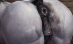 animal_genitalia animal_pussy anus butt clitoral_winking clitoris equine_anus equine_pussy female feral fur genitals muscular muscular_female presenting presenting_hindquarters puffy_anus pussy raised_tail simple_background solo steam white_body white_fur adarmalik equid equine horse mammal