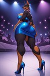 anthro athletic athletic_female big_breasts breasts butt clothing collar crowd docked_tail female footwear green_eyes group high_heels horny large_breasts looking_back low-angle_view mature_female minidress mother parent party short_tail silhouette_background_characters solo spotlight strip_club tight_clothing killawatt trisha_(killawatt) canid canine canis dobermann domestic_dog mammal pinscher hi_res