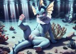 blue_body blue_skin eeveelution female female_focus feral generation_1_pokemon genitals hi_res looking_at_viewer pink_eyes pokemon pokemon_(species) pussy solo solo_focus spread_legs spreading underwater vaporeon venisoncreampie water