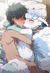 ambiguous_gender bestiality blush duo feral french_kissing human_on_feral interspecies kissing male male_on_feral pokemorph pokephilia keetoaiillust alolan_form alolan_vulpix generation_1_pokemon human mammal pokemon_(species) regional_form_(pokemon) vulpix hi_res