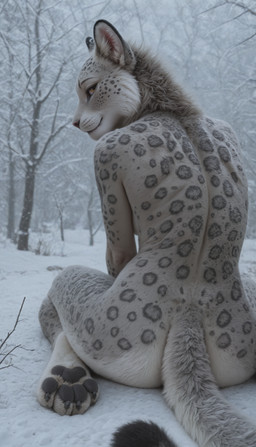 4_toes animal_ears animal_nose anthro back back_muscles barefoot big_butt biped black_nose black_pawpads body_fur butt casual_nudity claws completely_nude detailed_background digitigrade feet female female_anthro fur grey_body grey_fur hindpaw inner_ear_fluff leopard_spots looking_at_viewer looking_back markings multicolored_body nude outside pawpads paws photorealism pupils realistic realistic_fur realistic_lighting rear_view sitting slit_pupils smile snout snow soles solo spots spotted_body spotted_fur tail tail_tuft toe_claws toes tuft white_body white_fur winter yellow_eyes frrlvr felid mammal pantherine snow_leopard absurd_res hi_res