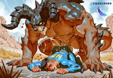 <3 abs anal anal_penetration anthro anthro_penetrating anthro_penetrating_human anthro_penetrating_male athletic athletic_male balls biceps big_balls big_biceps big_dom_small_sub big_muscles big_penis black_claws bodily_fluids claws cum cum_in_mouth cum_inside deep_penetration dominant duo erection excessive_cum excessive_genital_fluids eyes_closed genital_fluids genitals glistening glistening_balls glistening_genitalia human_on_anthro human_penetrated interspecies large_penetration light male male/male male_on_anthro male_on_human male_penetrated male_penetrating male_penetrating_human male_penetrating_male musclegut muscular muscular_anthro muscular_male muscular_thighs nipples no_pupils on_ground outside pecs penetration penile penile_penetration penis penis_in_ass ridiculous_fit saggy_balls saliva sex sharp_teeth size_difference sunlight tail tan_balls teeth thick_penis tight_fit tongue tongue_out vein veiny_biceps veiny_forearms veiny_hands veiny_muscles veiny_penis yellow_eyes tredici05 fallout deathclaw human humanoid mammal monster scalie hi_res