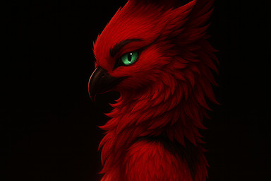 andromorph feathers female green_eyes intersex red_body red_feathers solo furryfanger rubya avian velari