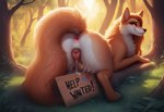 <3 animal_genitalia animal_pussy anus blush bodily_fluids canine_genitalia canine_pussy dripping female feral forest fur genital_fluids genitals light looking_at_viewer looking_back looking_back_at_viewer plant pussy pussy_juice pussy_juice_drip pussy_juice_string raised_tail rear_view red_body red_fur sign smile solo spread_legs spreading sunlight text tree vaginal_fluids white_body white_fur yellow_eyes polar_(director) canid canine fox mammal red_fox
