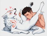 <3 ahegao anatomically_correct anatomically_correct_genitalia anatomically_correct_pussy animal_genitalia animal_pussy bestiality between_legs black_pawpads blush bodily_fluids breath canine_genitalia canine_pussy claws cunnilingus duo eyes_closed feet female female_on_human feral feral_penetrated fur genitals hair human_on_feral human_penetrating interspecies leg_grab legs_up licking looking_pleasured lying male male/female male_on_feral markings nude nude_female on_back open_mouth oral pawpads paws penetration pussy quadruped saliva sex simple_background spread_legs spreading teeth toe_claws toes tongue tongue_out vaginal white_background white_body white_fur anonymous_director okami_(capcom) amaterasu_(okami) canid canine canis deity human mammal wolf absurd_res hi_res