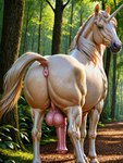 animal_genitalia animal_penis anus balls butt equine_genitalia equine_penis feral genitals horn looking_at_viewer male penis pink_anus pink_balls pink_penis presenting raised_tail solo unicorn_horn white_body goldendog equid equine mammal unicorn hi_res