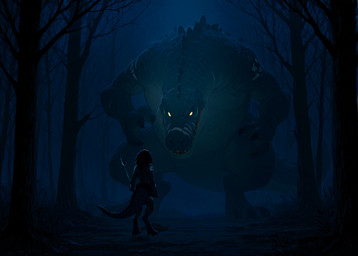 anthro barefoot digitigrade dreadlocks duo feet female forest glowing glowing_tattoo holding_object holding_weapon jewelry male markings melee_weapon moon necklace night outside plant polearm scared size_difference solo spear tattoo tree tribal tribal_clothing tribal_jewelry tribal_markings tribal_necklace tribal_tattoo weapon loren_iipsum crocodilian monster reptile scalie hi_res