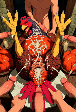 animal_genitalia bodily_fluids cloaca dripping feathers female feral first_person_view fur genital_fluids genitals group interspecies looking_at_viewer male male/female nude penis presenting thanksgiving diddlier avian bird galliform human mammal phasianid turkey absurd_res hi_res