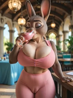 anthro big_breasts breasts camel_toe cleavage clothed clothing female genitals holding_glass holding_object looking_at_viewer mature_female pussy restaurant solo av-10 disney zootopia bonnie_hopps lagomorph leporid mammal rabbit animated short_playtime webm