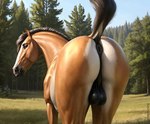 anatomically_correct anatomically_correct_genitalia anus backsack bahamabean balls butt equid equine feral genitals hi_res horse looking_at_viewer male mammal raised_tail solo