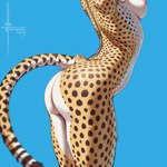 anthro arched_back bokeh breasts butt butt_focus countershading depth_of_field female fluffy fur head_out_of_frame nipples nude over_the_chest_shot solo spots spotted_body spotted_fur tail tuft white_body white_countershading numeradin cheetah felid feline mammal