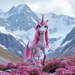 ambiguous_gender big_eyes blue_eyes cloud detailed_background eyebrows eyelashes feral feral_focus flower fur glitter hair hooves horn long_eyelashes long_mane long_tail looking_at_viewer mane mountains nature nature_background nostrills outside photorealism pink_hair pink_mane pink_tail plant quadruped realistic rock sky snow solo unicorn_horn walking_towards_viewer white_body white_fur silvicultor equid equine mammal unicorn animated hi_res watermark webm