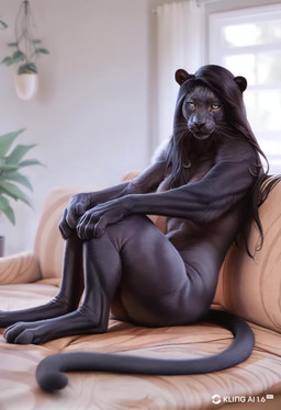 anthro biped black_body black_fur black_hair black_nose blue_eyes breasts butt claws detailed_background digitigrade feet female fingers fur furniture hair heterochromia inside long_hair looking_at_viewer melanistic nude on_sofa plant sitting sofa solo tail tuft whiskers window crashbandit felid feline mammal pantherine animated digital_media_(artwork) hi_res novelai prompt_metainfo webm