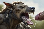 anthro bodily_fluids cum cum_in_mouth cum_inside cumshot cumshot_in_mouth duo ejaculation female genital_fluids genitals male male/female open_mouth penis hyperion gnoll human hyaenid mammal