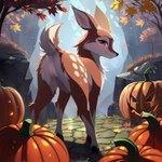 absurd_res autumn brown_body brown_eyes brown_fur cervid female female_focus feral food forest fruit fur genitals halloween hi_res mammal plant pumpkin pussy raised_tail rear_view solo solo_focus tree venison venisoncreampie