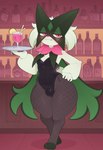 anthro bulge bunny_costume clothing costume curvy_figure fur green_body green_fur looking_at_viewer male solo tuft wide_hips twinkaton nintendo pokemon felid feline generation_9_pokemon mammal meowscarada pokemon_(species) hi_res