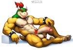 2_horns 4_toes abs aged_up anthro balls beard biceps big_balls big_penis bodily_fluids bracelet claws erection eyebrows facial_hair feet foreskin genital_fluids genitals hair horn humanoid_genitalia humanoid_penis jewelry looking_at_viewer male muscular muscular_anthro muscular_male nipples non-mammal_balls nude pecs penis precum pubes red_hair simple_background smile solo spiked_bracelet spikes tail text toes vein veiny_penis white_background white_claws sergalbutt mario_bros nintendo koopa scalie signature url