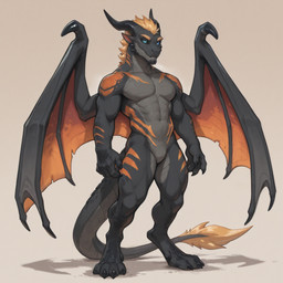 4_toes 5_fingers abs ambiguous_gender anthro biped black_body black_horn black_scales black_sclera blonde_eyebrows blonde_hair blue_eyes claws countershading dewclaw digitigrade eyebrows fangs featureless_crotch feet fingers grey_body grey_countershading grey_scales hair horn looking_at_viewer male markings membrane_(anatomy) membranous_wings muscular muscular_anthro muscular_male mythology nude orange_stripes pecs pupils sabertooth_(anatomy) scales scuted_tail simple_background slit_pupils solo standing stripes tail_tuft teeth toes tuft vibrant_colors white_background wings kalethorebiter kaleth_(kalethorebiter) dragon mythological_creature mythological_scalie scalie western_dragon digital_media_(artwork) hi_res