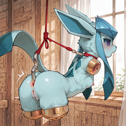 amputee anal_object_insertion anthro anus bodily_fluids breasts butt disability empty_eyes female genitals hook nipples nude pussy quadruple_amputee rope side_view small_breasts solo suspended_in_midair tears lucasauditore nintendo pokemon eeveelution generation_4_pokemon glaceon pokemon_(species) hi_res