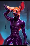 anthro bulge clothing hi_res kangaroo liquid_latex macropod male mammal marsupial rubber rubber_clothing solo watermark zack3d zack3d_kinky_v1