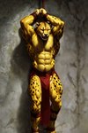 abs animated anthro bdsm bondage bottomwear bound cheetah clothing felid feline joachim58 loincloth looking_at_viewer male mammal muscular nipples restrained solo struggling