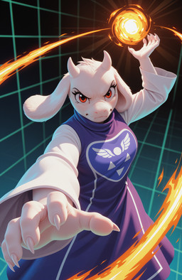 abstract_background angry anthro bodily_fluids claws clothed clothing dress fangs female fighting_pose fire fireball frown fully_clothed light light_beam looking_at_viewer magic outstretched_arm perspective pose red_eyes robe sad scowl solo sunbeam sunlight tears teeth xanazebra undertale_(series) toriel boss_monster bovid caprine goat mammal 3d_(artwork) absurd_res digital_media_(artwork) hi_res