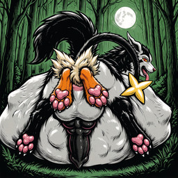 anal anal_vore animal_genitalia animal_penis belly big_belly black_penis canine_genitalia canine_penis feral forest genitals group knot male multi_genitalia multi_knot night pawpads penis pink_pawpads plant tree trio vore thedavid nintendo pokemon arcanine generation_1_pokemon generation_3_pokemon generation_4_pokemon luxray mightyena pokemon_(species) hi_res