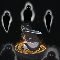 4_toes ambiguous_gender angry black_body black_fur black_pawpads feet feral fire fur grey_body grey_fur group holding_melee_weapon holding_object holding_sword holding_weapon looking_at_viewer looking_back magic magic_circle male melee_weapon multicolored_body multicolored_fur pawpads paws quadruped silhouette sitting solo solo_focus sword tail teeth toes tuft weapon white_body white_fur yellow_eyes k01 dark_souls great_grey_wolf_sif canid canine canis ghost mammal spirit wolf digital_media_(artwork) hi_res