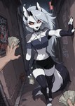 angry anthro female first_person_view money prostitution solo sexysickle helluva_boss loona_(helluva_boss) human mammal absurd_res hi_res