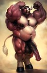 absurd_res animal_genitalia animal_penis anthro balls belly benjohnson biceps big_balls big_penis bodily_fluids bovid bovine cattle equine_genitalia equine_penis genitals hi_res hooves male mammal muscular nipples overweight pecs penis pose raised_arms solo sweat sweating_profusely sweaty_balls sweaty_genitalia