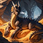 cave dragoness female feral hoard horn nude scales smile solo zoc dragon