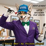 anthro bodypaint bowtie brush clothing face_paint hat headgear headwear humor male paintbrush painting solo suit text hyote hyote(character) canid canine canis coyote mammal english_text